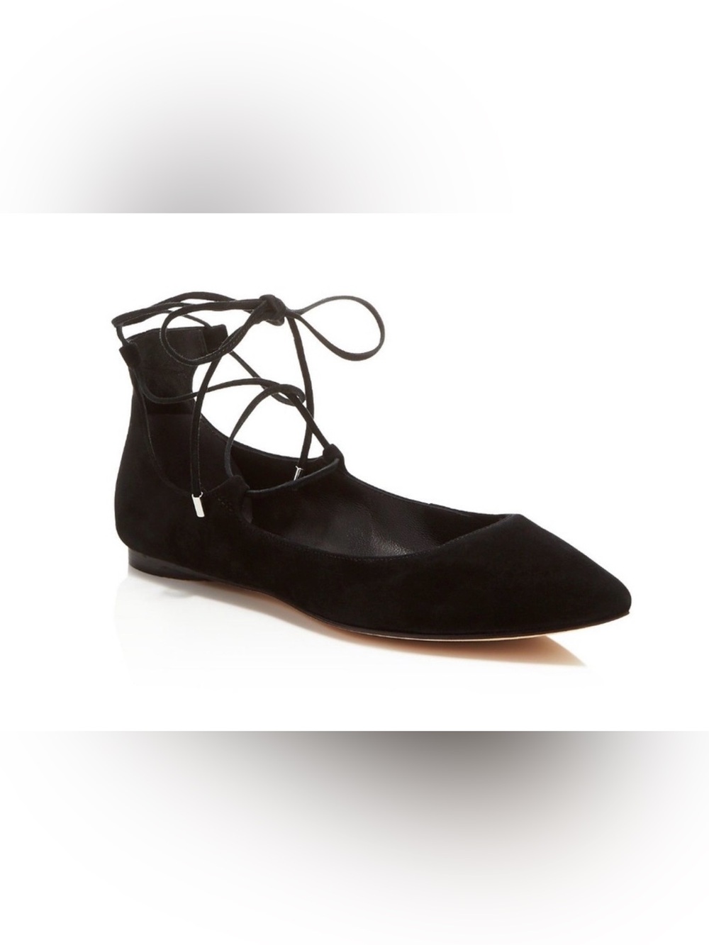 Sigerson Morrison Viata Black Suede Leather Lace-Up Ankle Wrap Ballet Flats 10